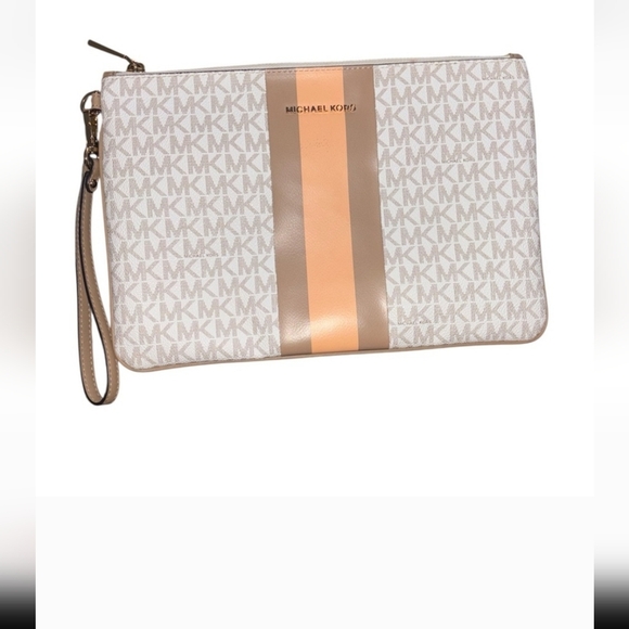 Michael Kors Beige and Cream Wristlet Clutch - Picture 1 of 3